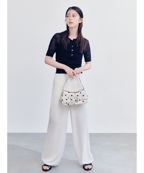 FRAY I.D（フレイアイディー）の「【LUMISHADE】ドロストウエストゴムパンツ／UVカット・ウォッシャブル（その他パンツ・レディース・ライトブルー/ブラック/ホワイト・F）」の2枚目の写真