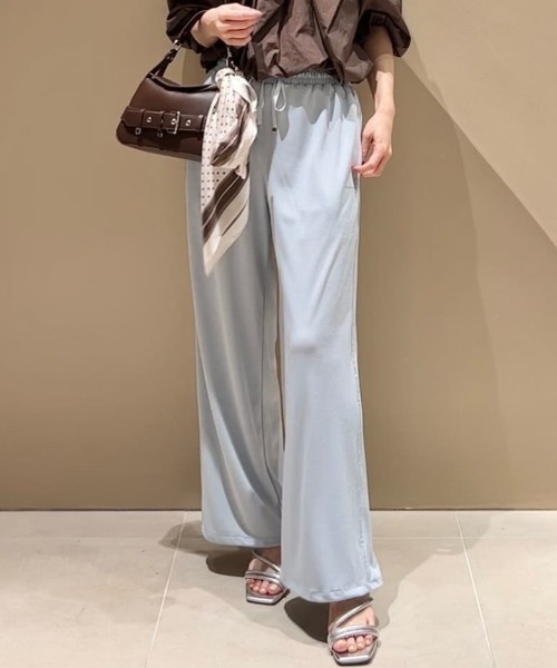 FRAY I.D(フレイアイディー)の「【LUMISHADE】ドロストウエストゴムパンツ/UVカット・ウォッシャブル(その他パンツ・レディース・ライトブルー/ブラック/ホワイト・F)」の1枚目の写真