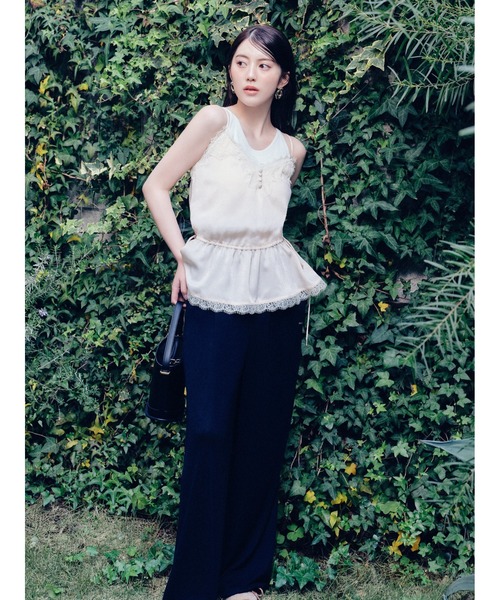 FRAY I.D（フレイアイディー）の「【LUMISHADE】ドロストウエストゴムパンツ／UVカット・ウォッシャブル（その他パンツ・レディース・ライトブルー/ブラック/ホワイト・F）」の3枚目の写真