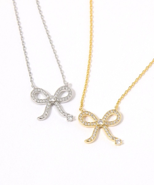 Heather(ヘザー)の「リボンラインストーンネックレス 659919(ネックレス・レディース・ゴールド/シルバー・ONE SIZE)」の5枚目の写真