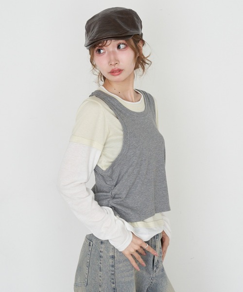 RAY CASSIN(レイカズン)の「デザインレイヤードロンT(Tシャツ/カットソー・レディース・チャコールグレー/グレー系その他2/ネイビー/ホワイト・FREE)」の17枚目の写真