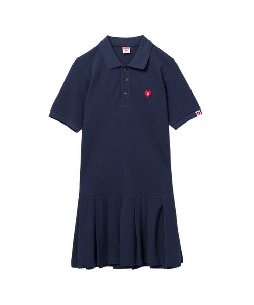 A BATHING APE（アベイシングエイプ）の「HEART BADGE POLO DRESS（ワンピース・レディース・ホワイト/ネイビー・SMALL/X-SMALL）」の2枚目の写真