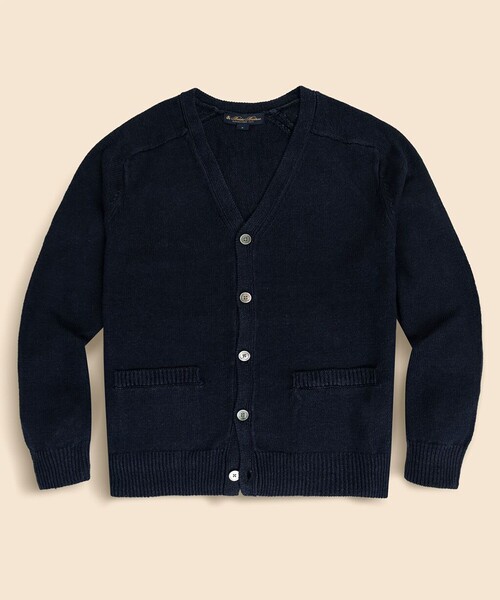 BROOKS BROTHERS（ブルックスブラザーズ）の「リネン　Vネック　カーディガン（カーディガン/ボレロ・メンズ・ネイビー/ベージュ・SMALL/MEDIUM/X-LARGE）」の2枚目の写真