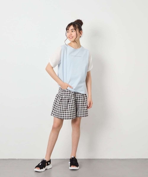 a.v.v（アーヴェヴェ）の「[120-160][ママとお揃いコーデが叶う/セットアップ可能]ギャザーキュロット（その他パンツ・キッズ・ダークインディゴブルー/ベージュ/ブラック・120/140/130/150/160）」の4枚目の写真