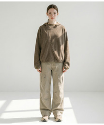 APOSTROPHE COMMA（アポストロフィコンマ）の「アンバランスニットフードジップアップ_ブラウン（パーカー）」