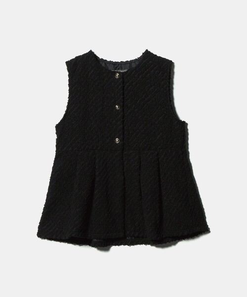 A DAY IN THE LIFE UNITED ARROWS(アデイインザライフユナイテッドアローズ)の「カットジャガード ペプラム ベスト <A DAY IN THE LIFE>(ベスト・レディース・ブラック/オフホワイト・FREE)」の2枚目の写真