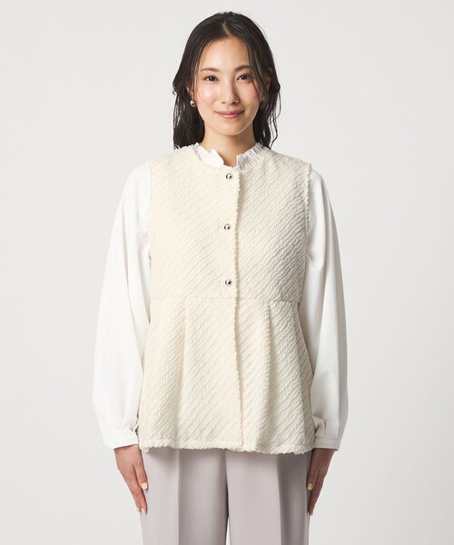 A DAY IN THE LIFE UNITED ARROWS(アデイインザライフユナイテッドアローズ)の「カットジャガード ペプラム ベスト <A DAY IN THE LIFE>(ベスト・レディース・ブラック/オフホワイト・FREE)」の6枚目の写真