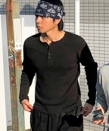 NOWLE（ノウル）の「【NOWLE】ヘンリーネック ワッフル ロングスリーブ Tシャツ / サーマル ロンT（Tシャツ/カットソー）」