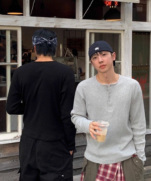 NOWLE(ノウル)の「【NOWLE】ヘンリーネック リブ ロングスリーブ Tシャツ / サーマル ロンT(Tシャツ/カットソー・メンズ・ホワイト/ブラック/グレー・SMALL/MEDIUM/LARGE/X-LARGE)」の12枚目の写真