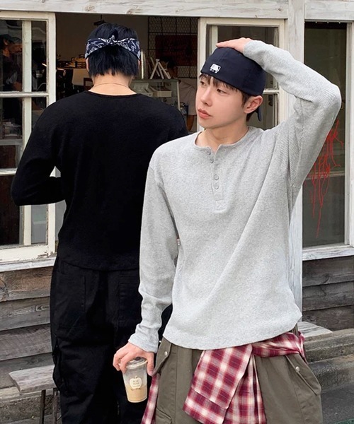 NOWLE(ノウル)の「【NOWLE】ヘンリーネック リブ ロングスリーブ Tシャツ / サーマル ロンT(Tシャツ/カットソー・メンズ・ホワイト/ブラック/グレー・SMALL/MEDIUM/LARGE/X-LARGE)」の17枚目の写真