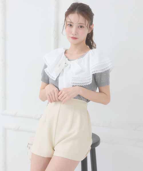 MAJESTIC LEGON（マジェスティックレゴン）の「ハイウエストショートパンツ（その他パンツ・レディース・ブラック/アイボリー/グレー・MEDIUM）」の13枚目の写真