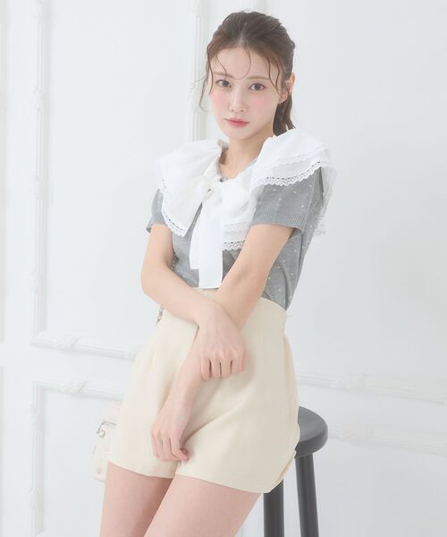 MAJESTIC LEGON（マジェスティックレゴン）の「ハイウエストショートパンツ（その他パンツ・レディース・ブラック/アイボリー/グレー・MEDIUM）」の14枚目の写真