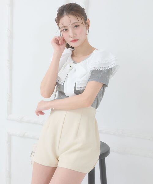 MAJESTIC LEGON（マジェスティックレゴン）の「ハイウエストショートパンツ（その他パンツ・レディース・ブラック/アイボリー/グレー・MEDIUM）」の15枚目の写真