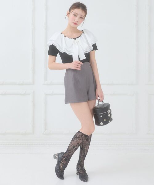 MAJESTIC LEGON（マジェスティックレゴン）の「ハイウエストショートパンツ（その他パンツ・レディース・ブラック/アイボリー/グレー・MEDIUM）」の16枚目の写真