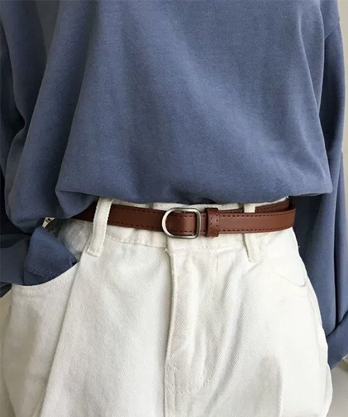 VIBGYOR（ヴィブジョー）の「細ベルト / 穴なしフェイクレザーベルト ミニマルバックル ブラック ブラウン ユニセックス シンプルベルト(DAY)（ベルト・レディース・ブラック/ブラウン・FREE）」の2枚目の写真