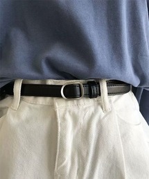 VIBGYOR | 細ベルト / 穴なしフェイクレザーベルト ミニマルバックル ブラック ブラウン ユニセックス シンプルベルト(DAY)(ベルト)