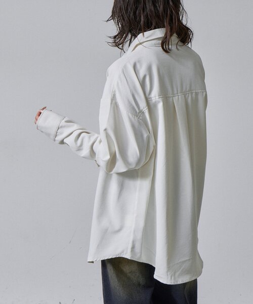 goocy（グーシー）の「合繊ツイルオーバーサイズシャツ（シャツ/ブラウス・レディース・ホワイト/ブルー/イエロー・FREE）」の5枚目の写真