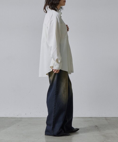 goocy（グーシー）の「合繊ツイルオーバーサイズシャツ（シャツ/ブラウス・レディース・ホワイト/ブルー/イエロー・FREE）」の9枚目の写真