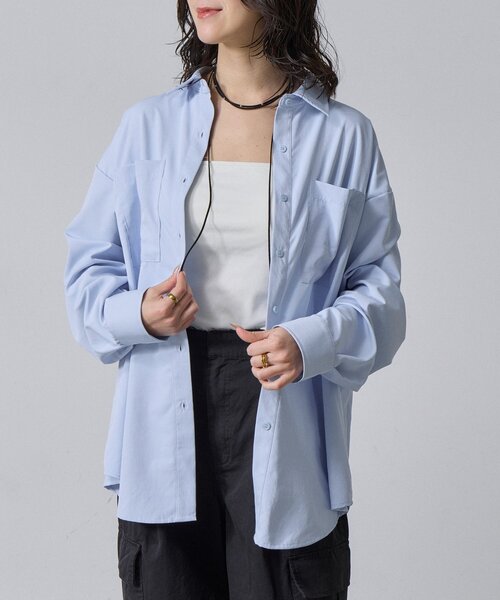 goocy（グーシー）の「合繊ツイルオーバーサイズシャツ（シャツ/ブラウス・レディース・ホワイト/ブルー/イエロー・FREE）」の11枚目の写真