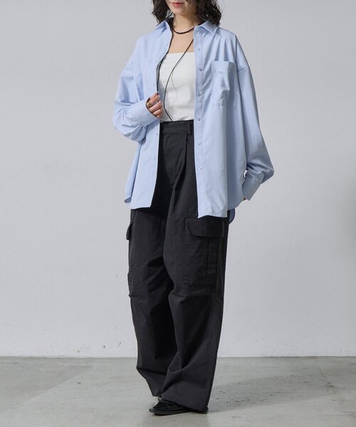 goocy（グーシー）の「合繊ツイルオーバーサイズシャツ（シャツ/ブラウス・レディース・ホワイト/ブルー/イエロー・FREE）」の17枚目の写真