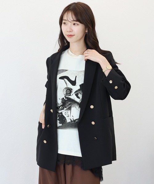 Aletta vita(アレッタビータ)の「綿天竺フォトTシャツ(Tシャツ/カットソー・レディース・杢グレー/オフホワイト・FREE)」の8枚目の写真