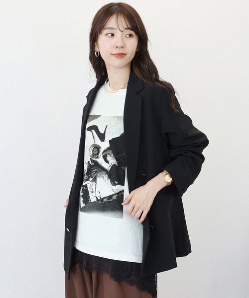 Aletta vita(アレッタビータ)の「綿天竺フォトTシャツ(Tシャツ/カットソー・レディース・杢グレー/オフホワイト・FREE)」の9枚目の写真