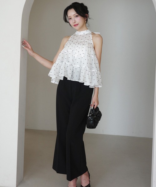 EIMY ISTOIRE(エイミーイストワール)の「BELL SILHOUETTE PANTS(スラックス・レディース・ブラック/ベージュ/バーガンディー/ホワイト・38/36/34)」の16枚目の写真
