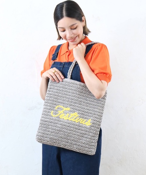 MILLION CARATS(ミリオンカラッツ)の「サガラ刺繍が映える、軽やかペーパーメッシュの夏映えフラットトートバッグ ※A4対応・軽量(トートバッグ・レディース・オフホワイト/グレー/チャコールグレー/ベージュ・FREE)」の7枚目の写真