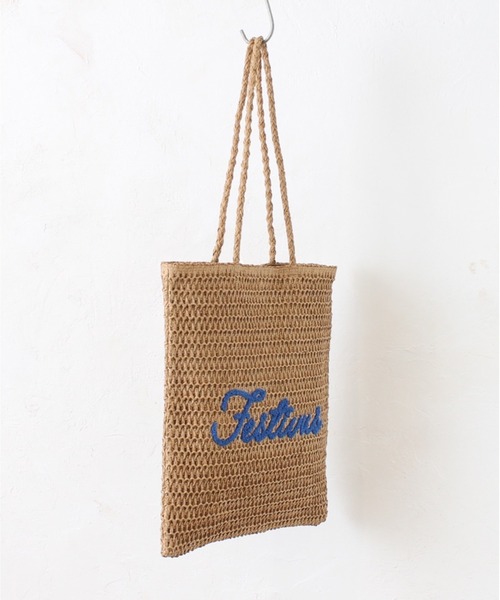 MILLION CARATS(ミリオンカラッツ)の「サガラ刺繍が映える、軽やかペーパーメッシュの夏映えフラットトートバッグ ※A4対応・軽量(トートバッグ・レディース・オフホワイト/グレー/チャコールグレー/ベージュ・FREE)」の8枚目の写真
