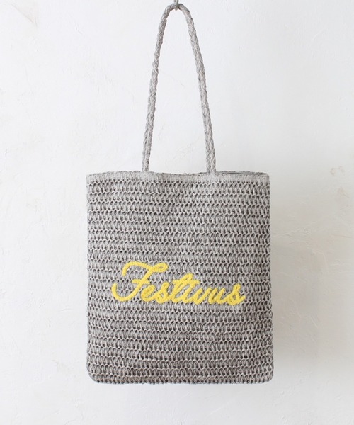 MILLION CARATS(ミリオンカラッツ)の「サガラ刺繍が映える、軽やかペーパーメッシュの夏映えフラットトートバッグ ※A4対応・軽量(トートバッグ・レディース・オフホワイト/グレー/チャコールグレー/ベージュ・FREE)」の14枚目の写真