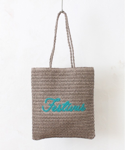 MILLION CARATS(ミリオンカラッツ)の「サガラ刺繍が映える、軽やかペーパーメッシュの夏映えフラットトートバッグ ※A4対応・軽量(トートバッグ・レディース・オフホワイト/グレー/チャコールグレー/ベージュ・FREE)」の15枚目の写真