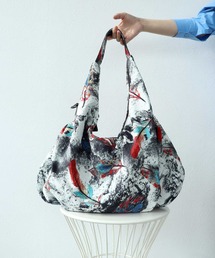 牛革×フェザープリントビッグBAG