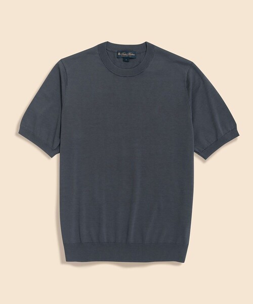 BROOKS BROTHERS(ブルックスブラザーズ)の「コットン/シルク クルーネック ショートスリーブセーター(ニット/セーター・メンズ・ライトベージュ/グレー/ブラウン/ホワイト・MEDIUM/SMALL/X-LARGE/LARGE)」の1枚目の写真
