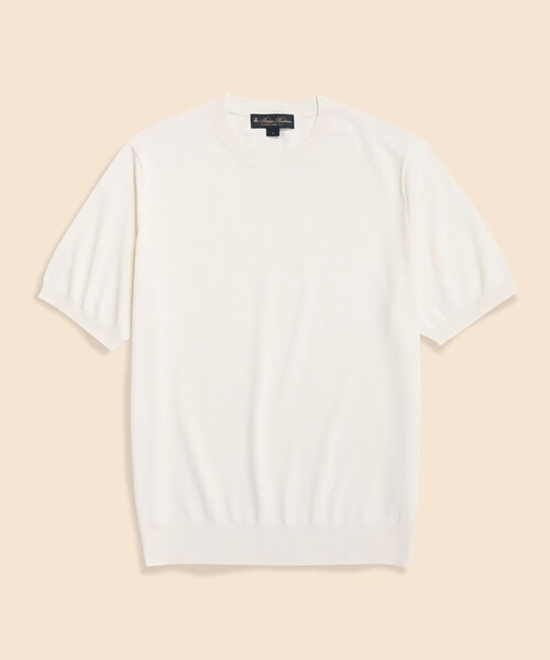 BROOKS BROTHERS(ブルックスブラザーズ)の「コットン/シルク クルーネック ショートスリーブセーター(ニット/セーター・メンズ・ライトベージュ/グレー/ブラウン/ホワイト・MEDIUM/SMALL/X-LARGE/LARGE)」の2枚目の写真