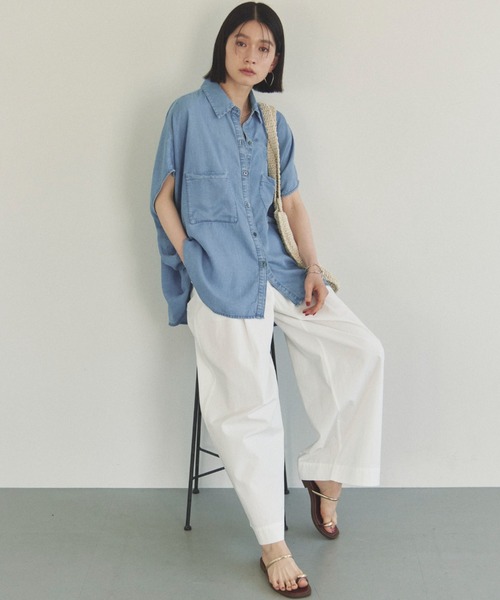 Doux archives(ドゥアルシーヴ)の「【名品】ソフトデニム2WAYフレンチシャツ(シャツ/ブラウス・レディース・サックスブルー/ブルー・FREE)」の5枚目の写真
