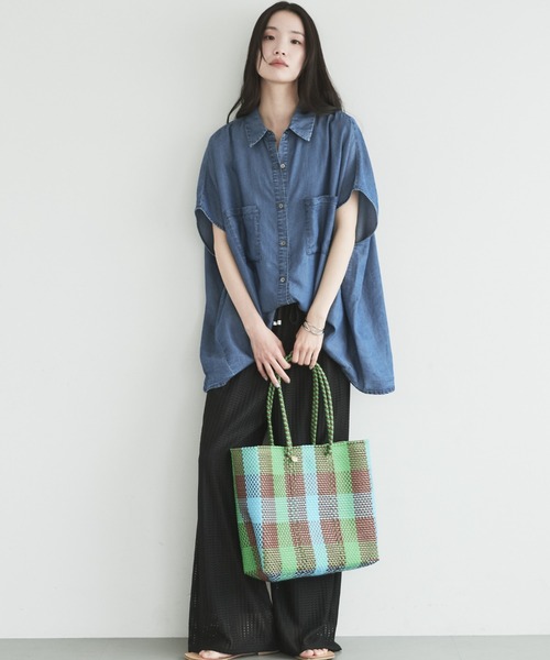 Doux archives(ドゥアルシーヴ)の「【名品】ソフトデニム2WAYフレンチシャツ(シャツ/ブラウス・レディース・サックスブルー/ブルー・FREE)」の7枚目の写真