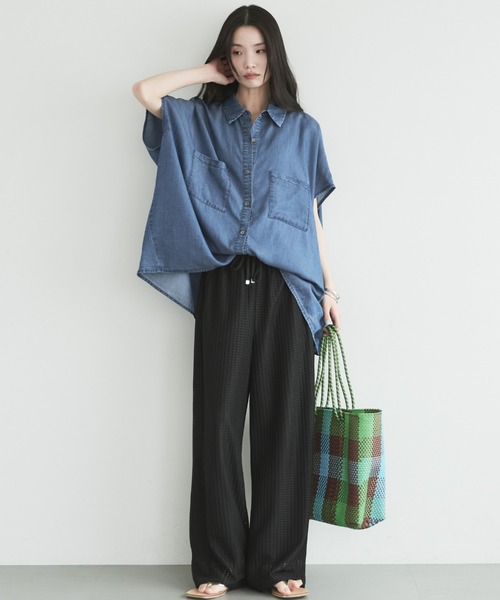 Doux archives(ドゥアルシーヴ)の「【名品】ソフトデニム2WAYフレンチシャツ(シャツ/ブラウス・レディース・サックスブルー/ブルー・FREE)」の8枚目の写真