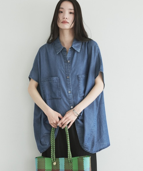 Doux archives(ドゥアルシーヴ)の「【名品】ソフトデニム2WAYフレンチシャツ(シャツ/ブラウス・レディース・サックスブルー/ブルー・FREE)」の15枚目の写真
