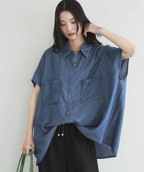 Doux archives(ドゥアルシーヴ)の「【名品】ソフトデニム2WAYフレンチシャツ(シャツ/ブラウス・レディース・サックスブルー/ブルー・FREE)」の16枚目の写真