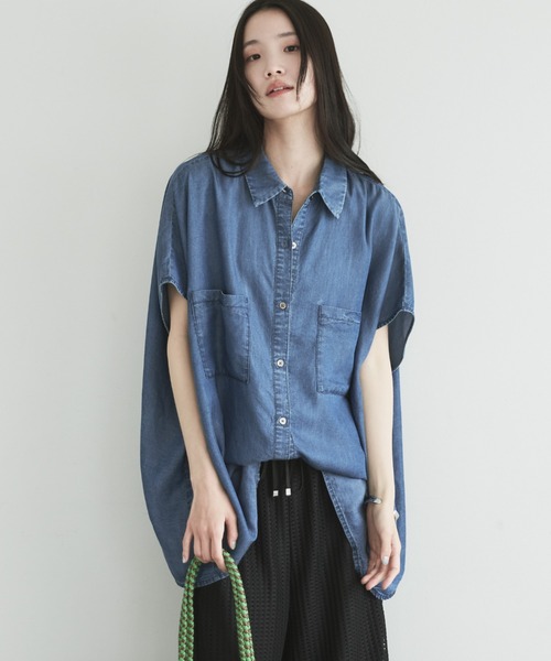 Doux archives(ドゥアルシーヴ)の「【名品】ソフトデニム2WAYフレンチシャツ(シャツ/ブラウス・レディース・サックスブルー/ブルー・FREE)」の17枚目の写真