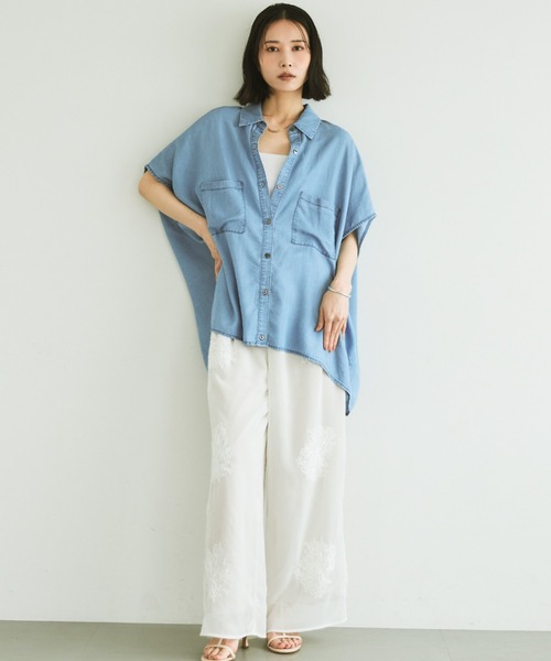 Doux archives(ドゥアルシーヴ)の「【名品】ソフトデニム2WAYフレンチシャツ(シャツ/ブラウス・レディース・サックスブルー/ブルー・FREE)」の21枚目の写真