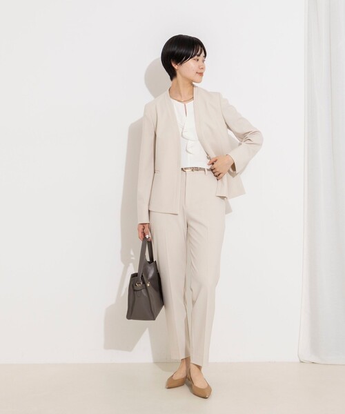 NOLLEY’S Sophi(ノーリーズソフィ)の「《セットアップ対応》ウォッシャブル2WAYツイルストレッチジャケット(ノーカラージャケット・レディース・ブラック/ベージュ・36/38/40)」の6枚目の写真