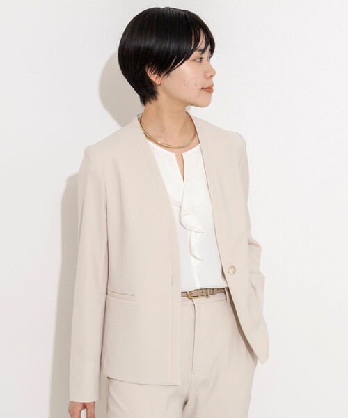 NOLLEY’S Sophi(ノーリーズソフィ)の「《セットアップ対応》ウォッシャブル2WAYツイルストレッチジャケット(ノーカラージャケット・レディース・ブラック/ベージュ・36/38/40)」の9枚目の写真