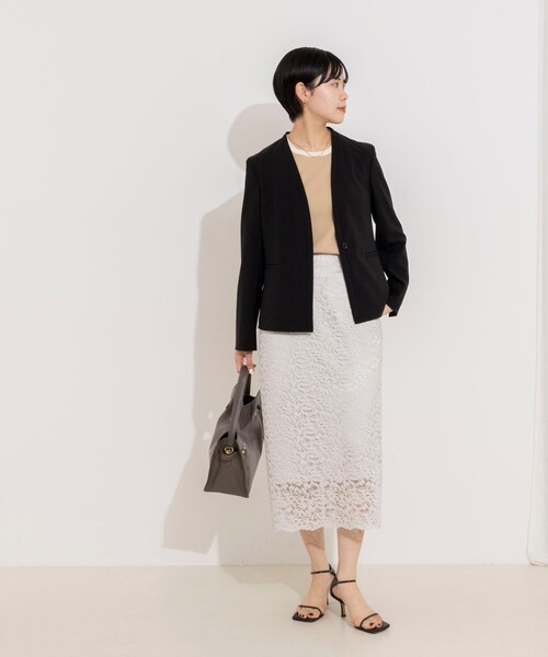 NOLLEY’S Sophi(ノーリーズソフィ)の「《セットアップ対応》ウォッシャブル2WAYツイルストレッチジャケット(ノーカラージャケット・レディース・ブラック/ベージュ・36/38/40)」の10枚目の写真