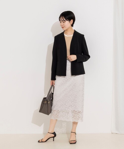 NOLLEY’S Sophi(ノーリーズソフィ)の「《セットアップ対応》ウォッシャブル2WAYツイルストレッチジャケット(ノーカラージャケット・レディース・ブラック/ベージュ・36/38/40)」の12枚目の写真