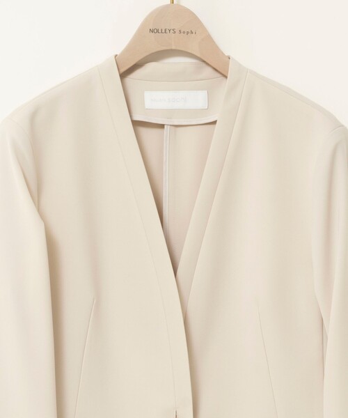 NOLLEY’S Sophi(ノーリーズソフィ)の「《セットアップ対応》ウォッシャブル2WAYツイルストレッチジャケット(ノーカラージャケット・レディース・ブラック/ベージュ・36/38/40)」の16枚目の写真