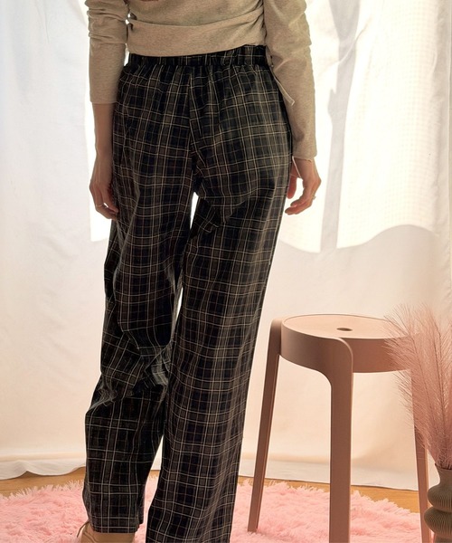 murir(ミュリール)の「チェック レイヤードウエスト ワイドパンツ(スラックス・レディース・グレー・LARGE)」の3枚目の写真