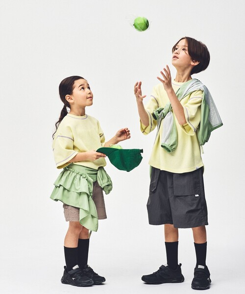 green label relaxing(グリーンレーベルリラクシング)の「【スタメンシリーズ】ドライワッフル 配色ステッチ Tシャツ / キッズ 100cm-160cm(Tシャツ/カットソー・キッズ・ライトブルー/ダークグレー/イエロー・130cm/120cm/110cm/100cm/160cm/150cm/140cm)」の3枚目の写真