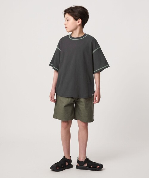 green label relaxing(グリーンレーベルリラクシング)の「【スタメンシリーズ】ドライワッフル 配色ステッチ Tシャツ / キッズ 100cm-160cm(Tシャツ/カットソー・キッズ・ライトブルー/ダークグレー/イエロー・130cm/120cm/110cm/100cm/160cm/150cm/140cm)」の8枚目の写真