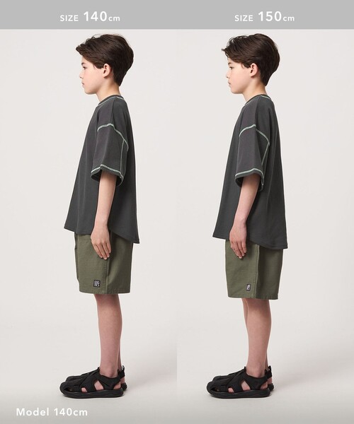 green label relaxing(グリーンレーベルリラクシング)の「【スタメンシリーズ】ドライワッフル 配色ステッチ Tシャツ / キッズ 100cm-160cm(Tシャツ/カットソー・キッズ・ライトブルー/ダークグレー/イエロー・130cm/120cm/110cm/100cm/160cm/150cm/140cm)」の10枚目の写真